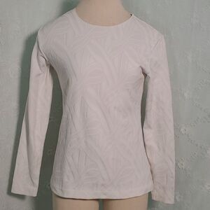 Andria Lieu Collection Textured Jacquard Top Womens Size S White Long Sleeve USA